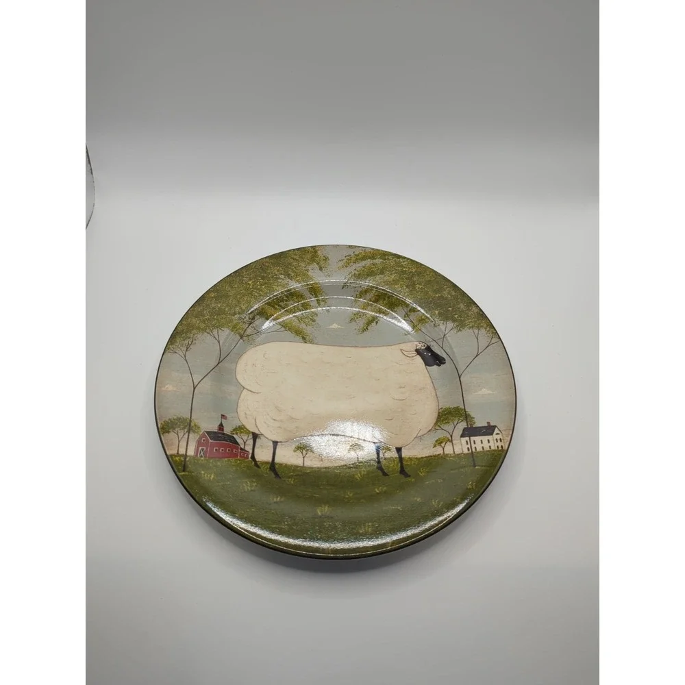 Warren Kimble Sakura NY Animal Collection Sheep Salad Plate 8 Inch Folk Art